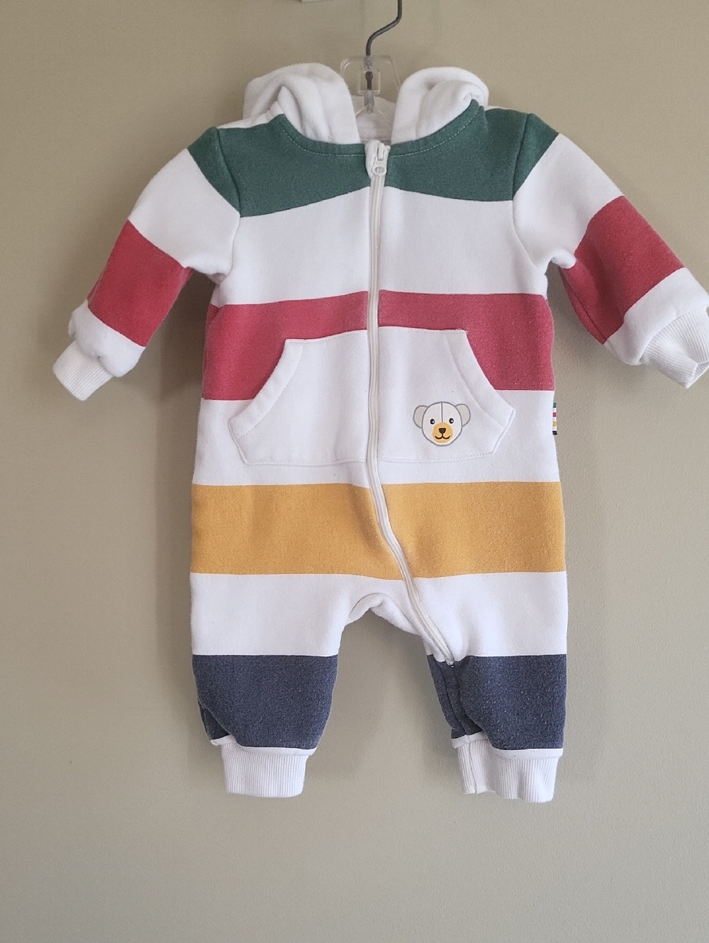 Hudson's Bay Company Striped hooded footless romper
